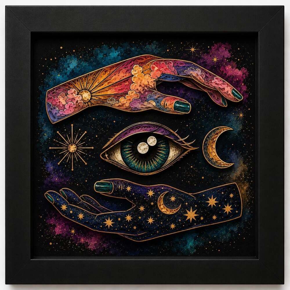 8 X 8 Black Framed Celestial Mystic 971 F